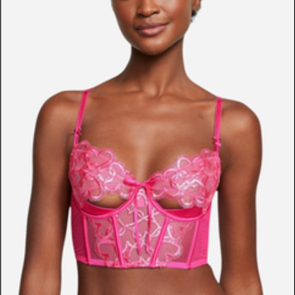 Nwt Victoria's Secret Pink Floral Lace Bustier size SDD